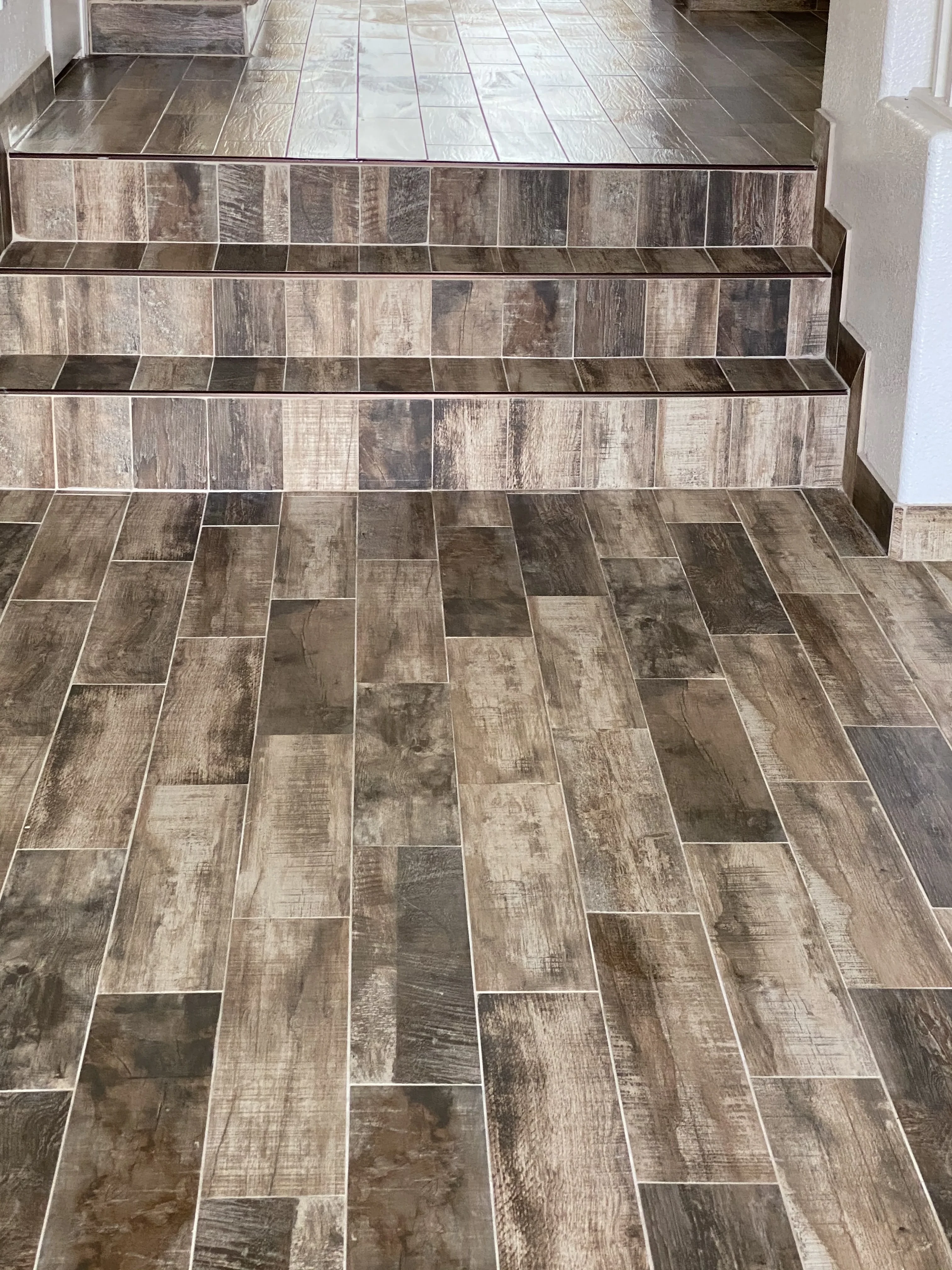 Wood-Look Porcelain Tile in Hallway