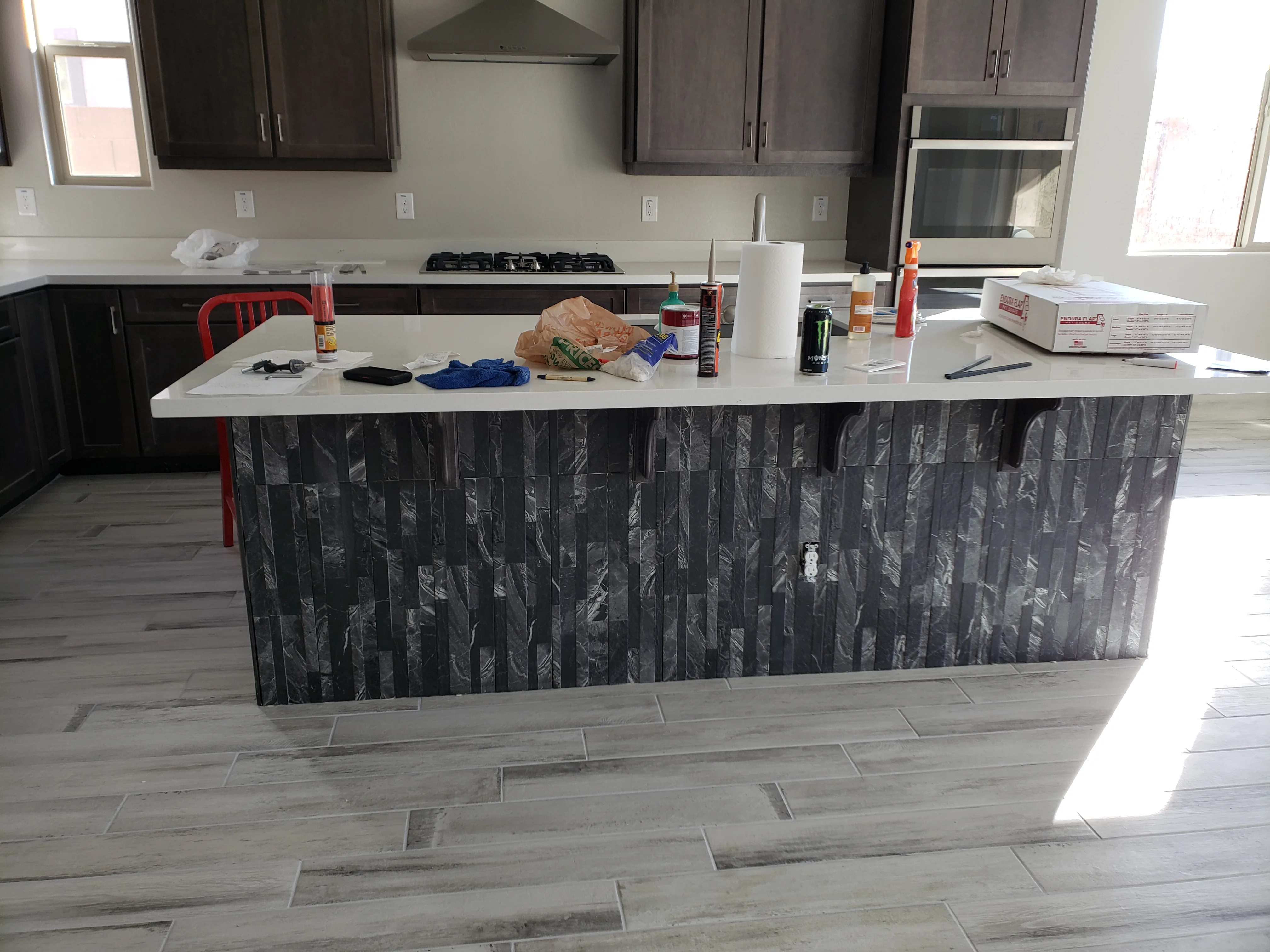 Kitchen Island with Mosaic Tile